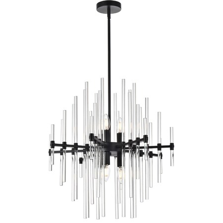 Elegant Lighting Sienna 23 Inch Crystal Rod Pendant In Black 2502D23BK